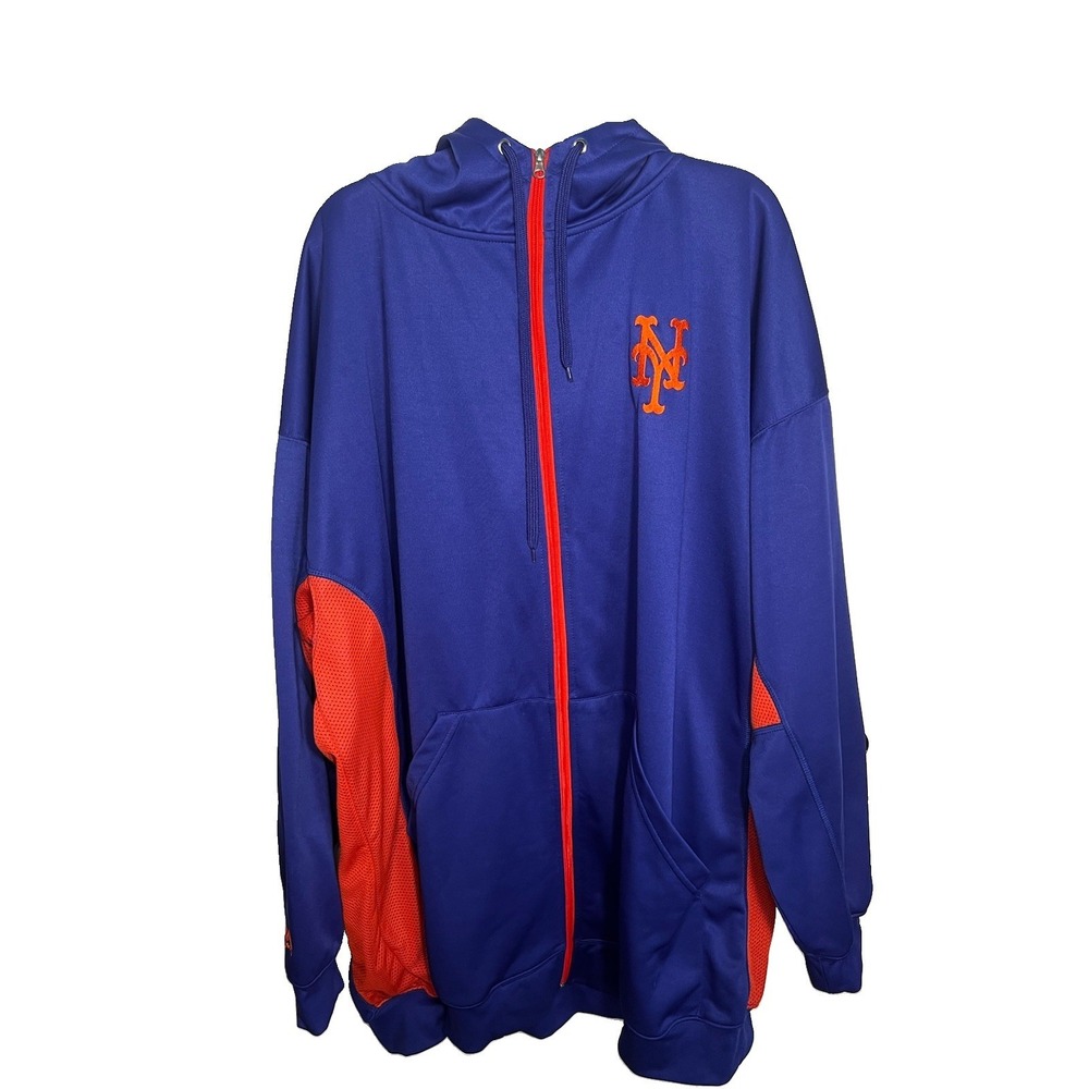 New York Mets Mens 3XL Full Zip Fleece Hoodie Pocketed Majestic 100% Polyester